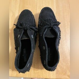 Minnetonka Black Suede Moccasins